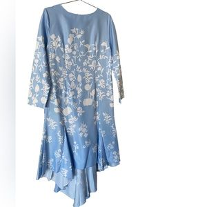 Vintage printed sky blue dress